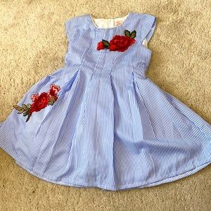 Miss Flamingo blue and white pin striped dress